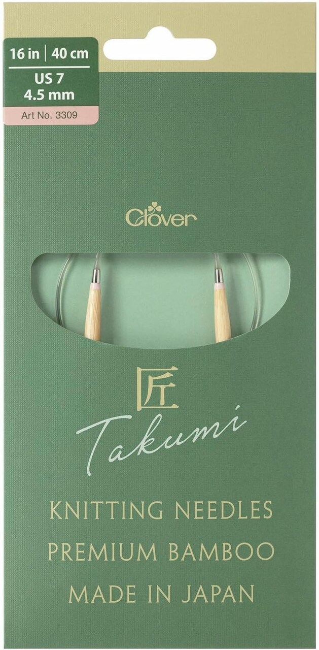 Clover Takumi Pro Bamboo Circular Knitting Needles 16"- US 0-15